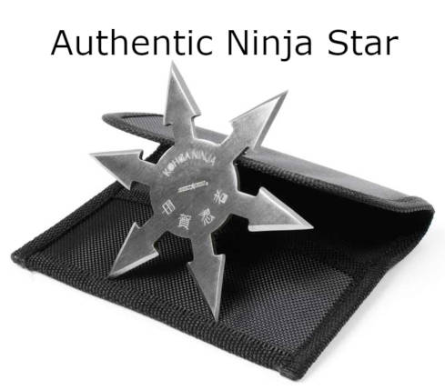 Real Ninja Shooting Stars Shuriken (Two Ninja Stars, Wooden Box