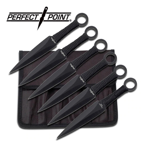 Set of 6 Throwing Knives - Black - 6.5 Inch