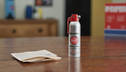 Pepper spray canister on table